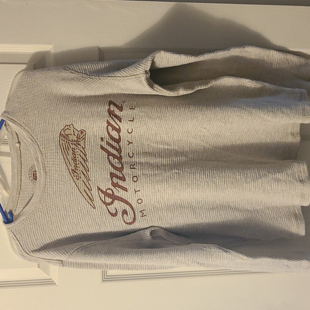 Grey Lucky Brand Indiana Motorcycle Thermal tee